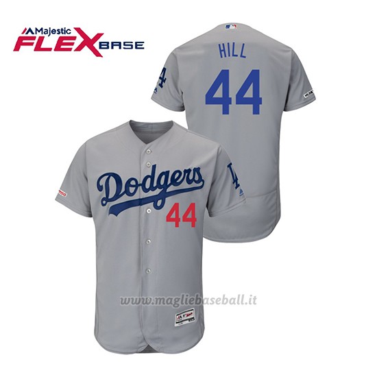 Maglia Baseball Uomo Los Angeles Dodgers Rich Hill 150th Aniversario Patch Flex Base Grigio